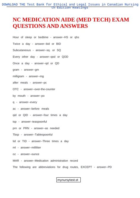 NC MEDICATION AIDE (MED TECH) EXAM QUESTIONS AND ANSWERS - Certified Medication Aide - Stuvia US