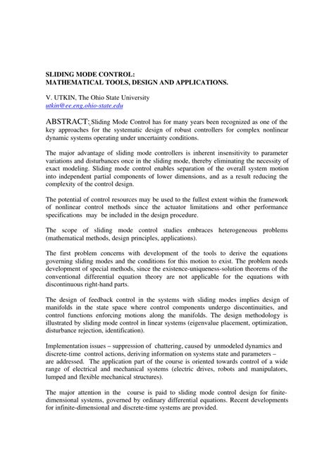 Image result for Sliding Mode Control Applications