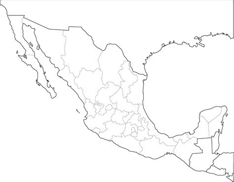 Mapa político mudo de México para imprimir Mapa de estados de México ...