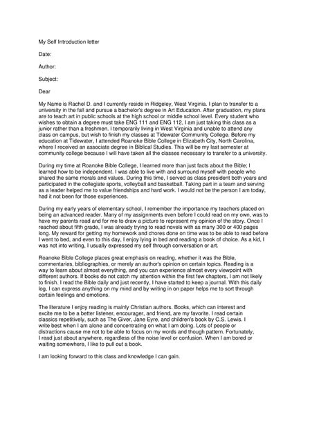 Image result for Basic Introduction Letter