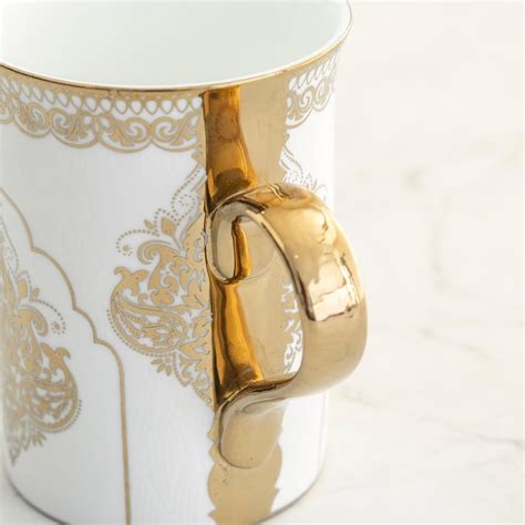 Buy Luxury Ebony Gold Printed Bone China Mug - 350 ml - Set of 4 from ...
