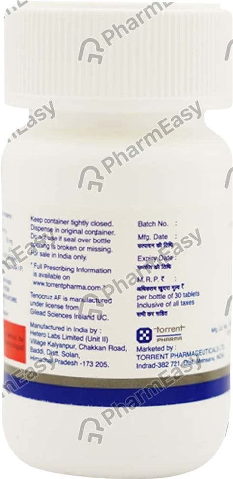 Tenocruz Af 25 MG Tablet (30): Uses, Side Effects, Price & Dosage ...