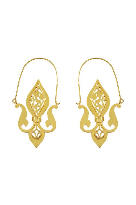 Arabesque Gold Finish Loop Earrings In Sterling Silver – Auraya Fashion