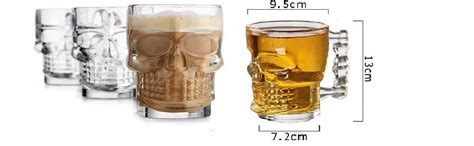 Buy Massive Reckon® Skull Beer Mug Glass 520 ml (Clear, 3) pcs Online ...