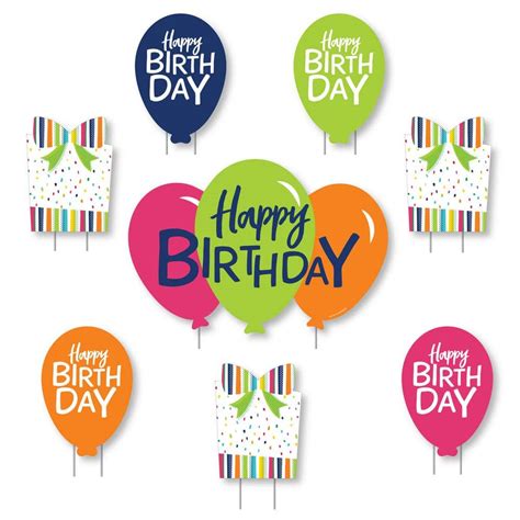 Cheerful Happy Birthday - Cupcake and Balloon Yard India | Ubuy