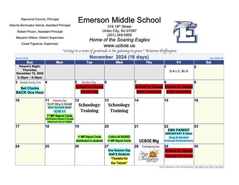 November Calendar | Emerson Middle School