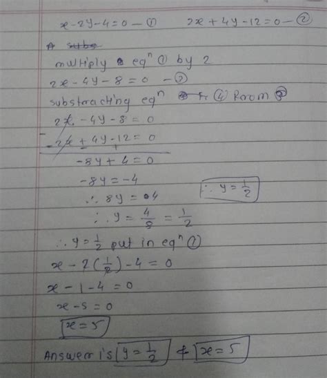the graph of the equation x+2y-4=0,2x+4y-12=0 will be - Brainly.in