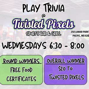 Trivia Night at Twisted Pixels , 250 Lamar Parkway, Pacific, MO, 1 ...