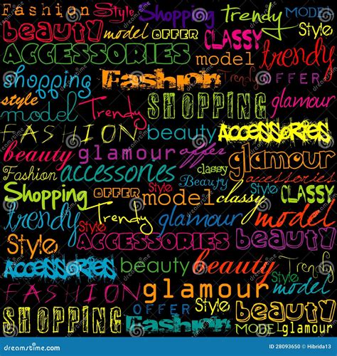 Colored Typoghraphy with Fashion Words Stock Vector - Illustration of ...