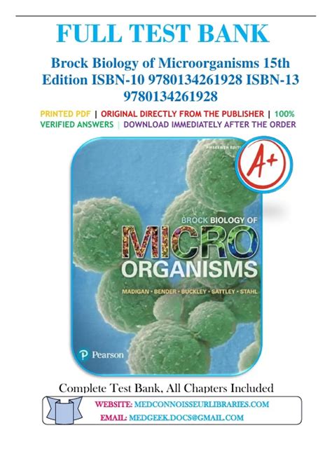 Test Bank for Brock Biology of Microorganisms 15th Edition by Michael Madigan, Kelly Bender ...