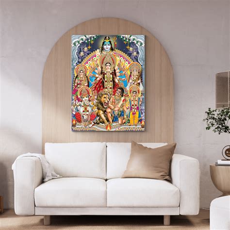 Frameless Beautiful Wall Painting for Home: Maa Durga Pandal – Flair Glass