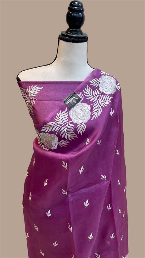 Pure Organza Chikankari Handloom Banarasi Saree — The Handlooms