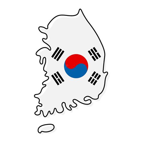 Premium Vector | Stylized outline map of South Korea with national flag icon. Flag color map of ...