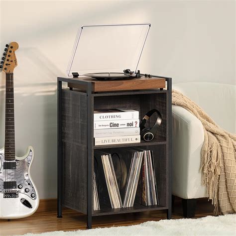 YAHARBO Turntable Stand, Record Player Stand, 3-Shelf Vintage Wood ...