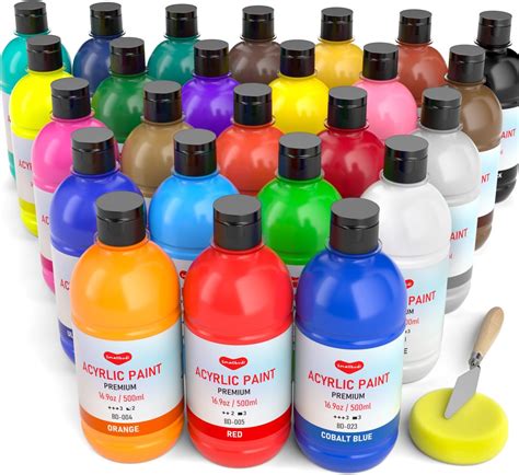 Amazon.com: Nicpro 14 Colors Large Bulk Acrylic Paint Set (16.9 oz, 500 ...