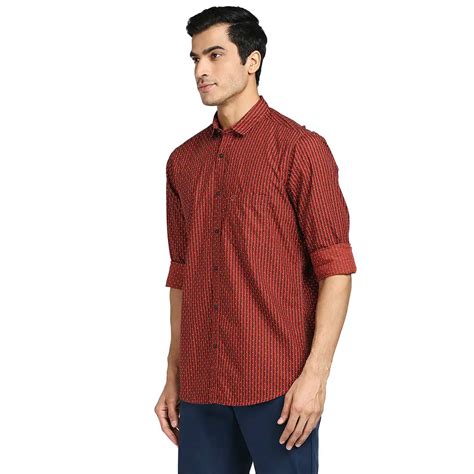 Men Red Tailored Fit Print Cotton Full Sleeve Shirts – MyRaymond