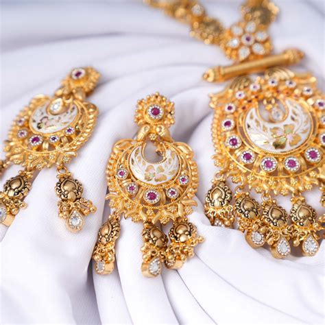 24K Gold Plated Designer Pendant Set | Elegant Beaded Necklace with St ...
