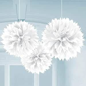 Sweet and Stylish Hanging Fluffy Balls Party Decoration, White, Paper ...