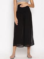 High Waist Maternity Georgette Culotte Pants - Black