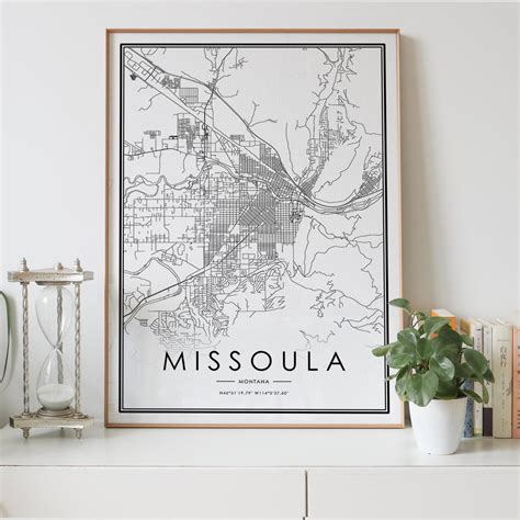 MISSOULA Montana MT USA city map Nordic Living Roo... – Vicedeal