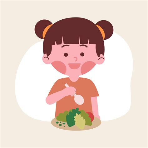 niña comiendo vegetales saludables 13899865 Vector en Vecteezy