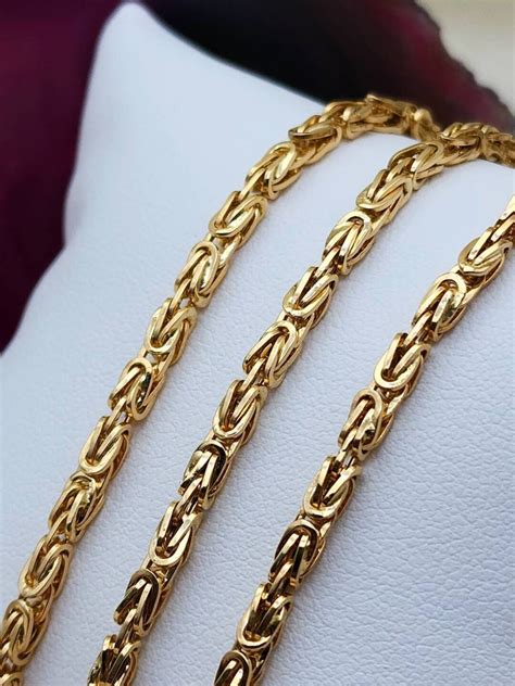 18k Gold Byzantine 3mm Chain. Heavy Gold Chains. REAL GOLD. Worldwide ...