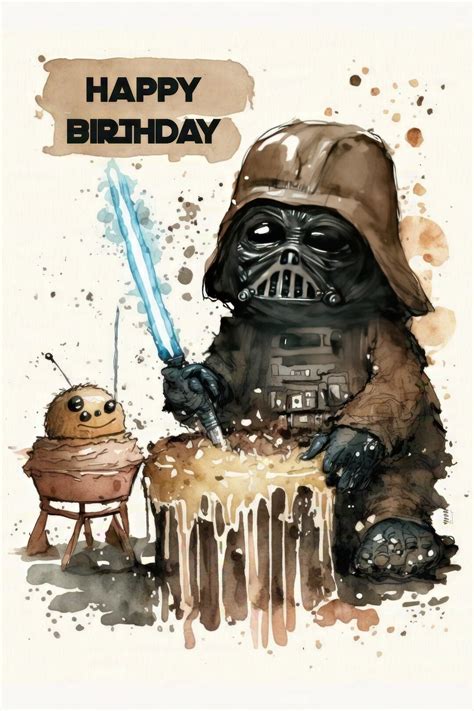 Darth Vader Themed Birthday Card Printable Star Wars Greeting Card ...
