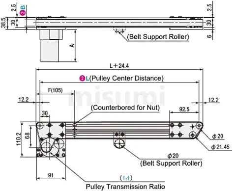 Timing Belt Conveyor, Single Track, Head Driver, Pulley Dia. 20mm ...