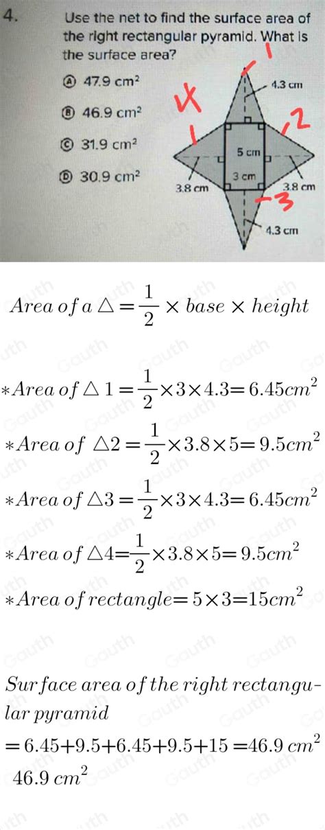 Image result for Find Surface Area of Rectangular Pyramid