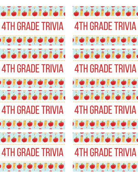 50 4th Grade Trivia Questions | Printable 4th Grade Trivia ...