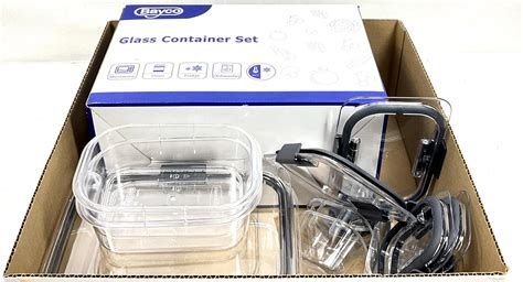 Lot - Bayco Glass Container Set & Rubbermaid Containers