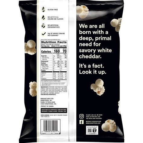Delicious White Cheddar Popcorn, 6.75 oz - Perfect Snack for Smartfood ...