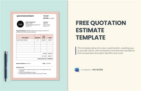 Free Estimate Word Template - Download in Word | Template.net