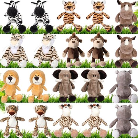 Amazon.com: HyDren 20 Pcs Safari Stuffed Animals - 11.8'' Plush Jungle ...