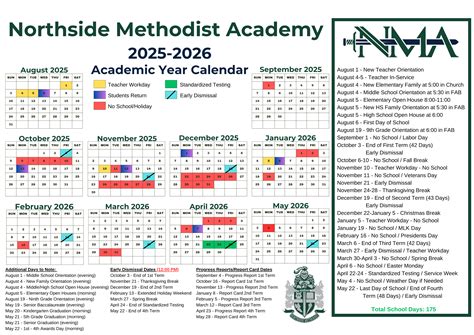 Northside Methodist Academy: calendar