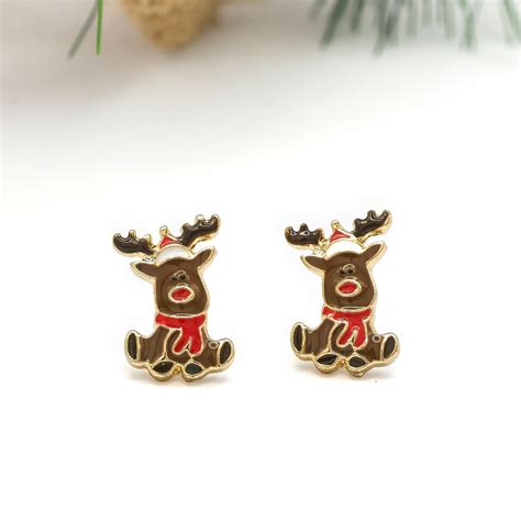 Christmas Reindeer Stud Earrings - Earsense - Earrings for sensitive ears