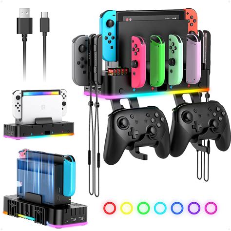 Amazon.com: RGB Switch Wall Mount with Joy-Con Charger, Switch Holder ...