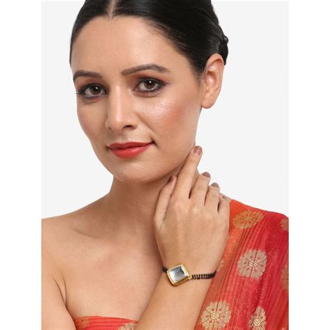 Buy RUBY RAANG STUDIO Dusk Dew Kundan Bracelet Mangalsutra Online