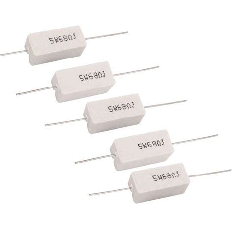 5 Watt 68 Ohm Ceramic Cement Resistor Wire Wound 5W68RJ 5% Error Margin ...