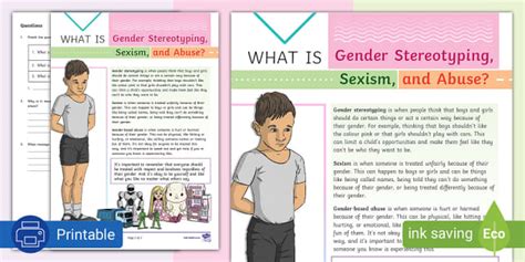 What is Gender Stereotyping, Sexism, and Abuse? - Twinkl