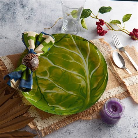 Designer Glass Dinner Plate - Cabbage | 6pcs set