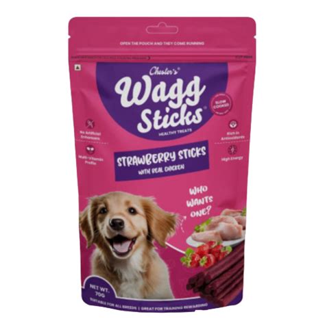 Chesters Wagg Strawberry Stick With Healthy Real Chicken Dog Treat ...