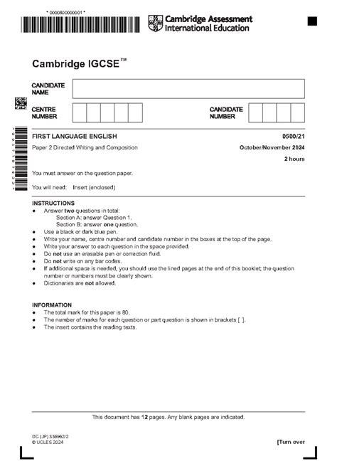 0500 w24 qp 21 - 0500 Directed Writing and Composition Guide - Studocu