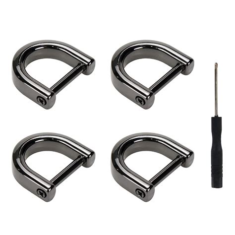 Bitray D-Rings Screw in Shackle Black U Shape D Rings DIY Leather Craft ...