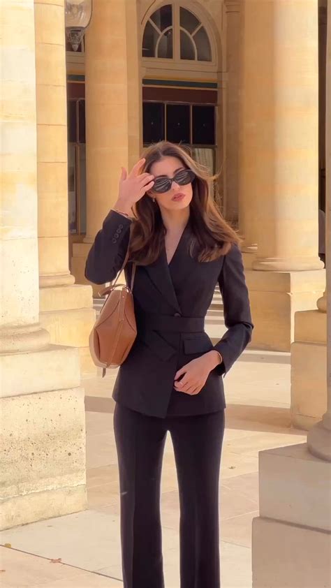 Black Formal Pants Suit With Single Breasted Blazer and Straight Pants ...