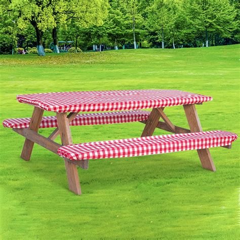 Picnic Table With White Tablecloth