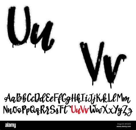 Spray graffiti hand lettering font. Letter U and V. Part 11 Stock Vector Image & Art - Alamy