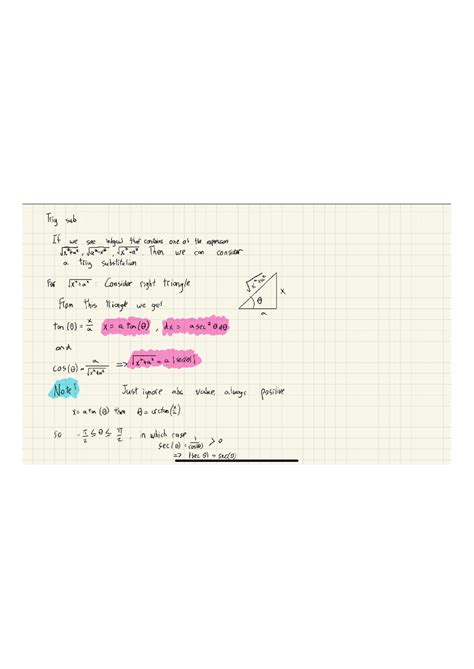 Image result for Trig Substitution Examples