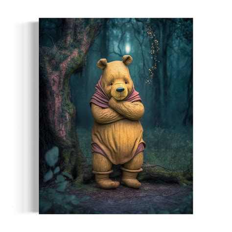 Winnie the Pooh Bear Vintage Painting Literary Wall Art, Bookish Art ...