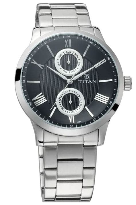 Titan Classique Black Dial Stainless Steel Strap Men'S Watch Nm90100Sm